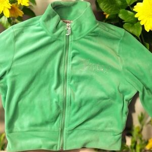 Juicy Couture Light Green Velour Rhinestone Jacket Y2K 90S